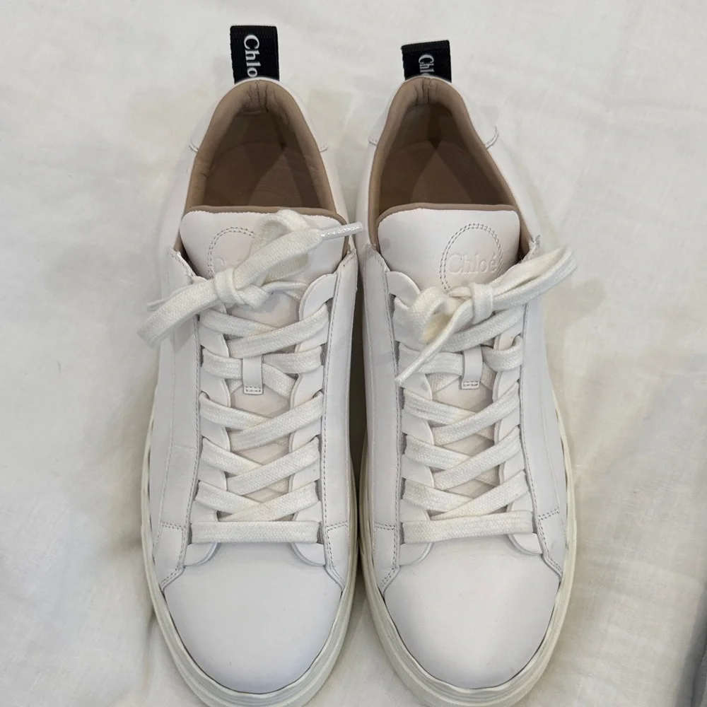Chloe Cream Lace-Up Sneakers - Picture 2 of 6
